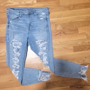 American Eagle distressed high-rise jeggings size 12 short